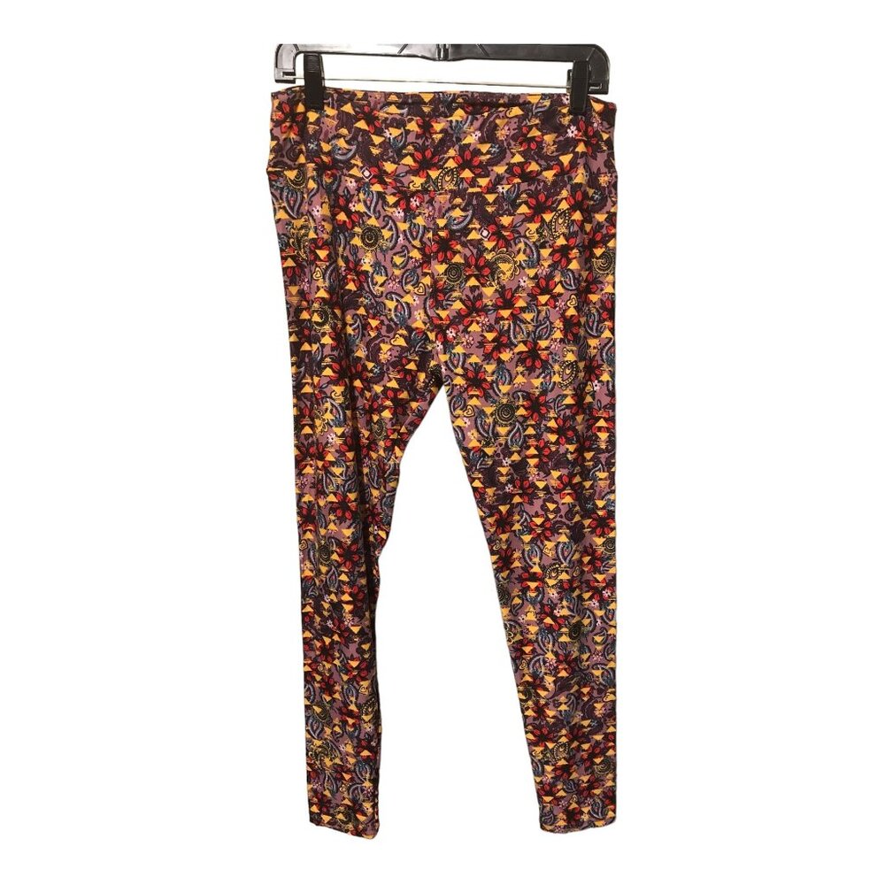 LulaRoe Mauve‎ Mustard Red Floral Pattern Leggnings
